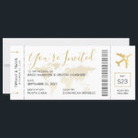Hochzeit in Urlaubsort Boarding Einladung<br><div class="desc">Eleganter und moderner Hochzeit in Urlaubsort Boarding Pass Flugzeug Einladung mit einem Weltkarte Hintergrund und romantischen Flugzeugherz-Ikone in den Imitaten Gold,  Schwarz und Weiß mit anpassbaren Infobereichen,  Bar,  Sitzbelegung und authentischeren Retro-Flugzeug Ticketdetails.</div>