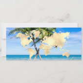 Hochzeit in Urlaubsort Boarding Pass Beach Ocean I Einladung (Rückseite)