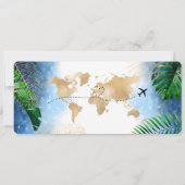 Hochzeit in Urlaubsort Boarding Pass Flugzeug Beac Einladung (Rückseite)