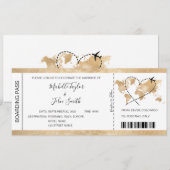 Hochzeit in Urlaubsort Boarding Pass Flugzeug Icon Einladung (Vorne/Hinten)