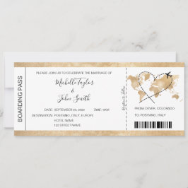 Hochzeit in Urlaubsort Boarding Pass Flugzeug Icon Einladung