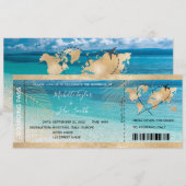 Hochzeit in Urlaubsort Boarding Pass Flugzeug Icon Einladung (Vorne/Hinten)