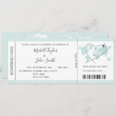 Hochzeit in Urlaubsort Boarding Pass Flugzeug Icon Einladung (Vorne/Hinten)