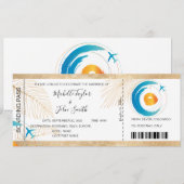 Hochzeit in Urlaubsort Boarding Pass Flugzeug Icon Einladung (Vorne/Hinten)