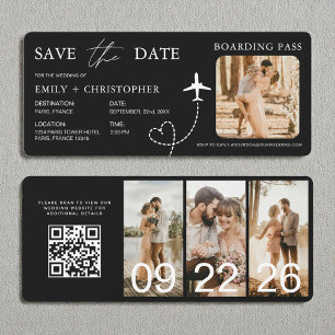 Hochzeit in Urlaubsort Boarding Pass Flugzeug QR C
