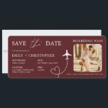 Hochzeit in Urlaubsort Boarding Pass Flugzeug Tick<br><div class="desc">Erhöhen Sie Ihre Hochzeit in Urlaubsort-Ankündigungen mit unserem zauberhaften Boarding Pass Flugzeug Ticket Save the Date Einladungen. Mit viel Liebe zum Detail gestaltet, erfassen diese einzigartigen Einladungen das Wesen von Abenteuer und Romantik. Jede Einladung ist so konzipiert, dass sie einem echten Boarding-Pass ähnelt, der mit personalisierten Details wie den Namen...</div>