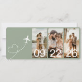 Hochzeit in Urlaubsort Boarding Pass Flugzeug Tick (Rückseite)