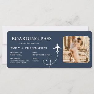 Hochzeit in Urlaubsort Boarding Pass Flugzeug Tick