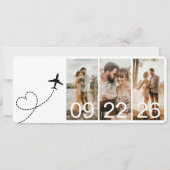 Hochzeit in Urlaubsort Boarding Pass Flugzeug Tick (Rückseite)