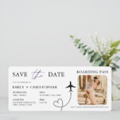 Hochzeit in Urlaubsort Boarding Pass Flugzeug Tick (Stehend Vorderseite)