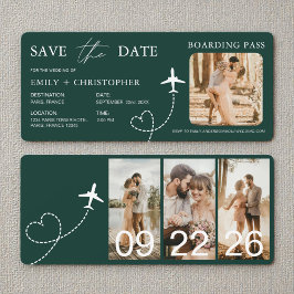 Hochzeit in Urlaubsort Boarding Pass Flugzeug Tick