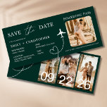 Hochzeit in Urlaubsort Boarding Pass Flugzeug Tick<br><div class="desc">Erhöhen Sie Ihre Hochzeit in Urlaubsort-Ankündigungen mit unserem zauberhaften Boarding Pass Flugzeug Ticket Save the Date Einladungen. Mit viel Liebe zum Detail gestaltet, erfassen diese einzigartigen Einladungen das Wesen von Abenteuer und Romantik. Jede Einladung ist so konzipiert, dass sie einem echten Boarding-Pass ähnelt, der mit personalisierten Details wie den Namen...</div>