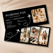 Hochzeit in Urlaubsort Boarding Pass Flugzeug Tick
