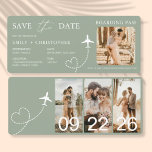 Hochzeit in Urlaubsort Boarding Pass Flugzeug Tick<br><div class="desc">Erhöhen Sie Ihre Hochzeit in Urlaubsort-Ankündigungen mit unserem zauberhaften Boarding Pass Flugzeug Ticket Save the Date Einladungen. Mit viel Liebe zum Detail gestaltet, erfassen diese einzigartigen Einladungen das Wesen von Abenteuer und Romantik. Jede Einladung ist so konzipiert, dass sie einem echten Boarding-Pass ähnelt, der mit personalisierten Details wie den Namen...</div>