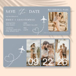 Hochzeit in Urlaubsort Boarding Pass Flugzeug Tick<br><div class="desc">Erhöhen Sie Ihre Hochzeit in Urlaubsort-Ankündigungen mit unserem zauberhaften Boarding Pass Flugzeug Ticket Save the Date Einladungen. Mit viel Liebe zum Detail gestaltet, erfassen diese einzigartigen Einladungen das Wesen von Abenteuer und Romantik. Jede Einladung ist so konzipiert, dass sie einem echten Boarding-Pass ähnelt, der mit personalisierten Details wie den Namen...</div>