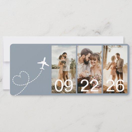 Hochzeit in Urlaubsort Boarding Pass Flugzeug Tick (Rückseite)