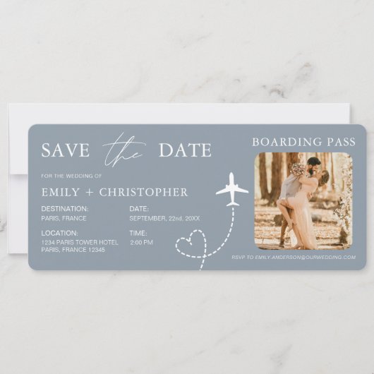 Hochzeit in Urlaubsort Boarding Pass Flugzeug Tick (Vorderseite)
