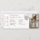 Hochzeit in Urlaubsort Boarding Pass Flugzeug Tick Einladung (Vorderseite)