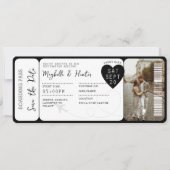 Hochzeit in Urlaubsort Boarding Pass Flugzeug Tick Einladung (Vorderseite)