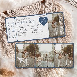 Hochzeit in Urlaubsort Boarding Pass Flugzeug Tick Einladung