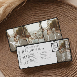 Hochzeit in Urlaubsort Boarding Pass Flugzeug Tick Einladung