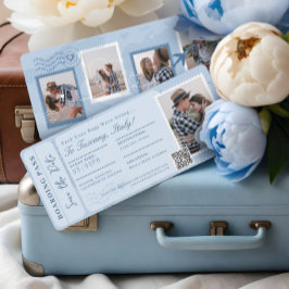Hochzeit in Urlaubsort Boarding Pass Flugzeug Tick Einladung