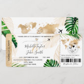 Hochzeit in Urlaubsort Boarding Pass Flugzeug Trop Einladung (Vorne/Hinten)