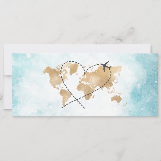 Hochzeit in Urlaubsort Boarding Pass Flugzeug Trop Einladung (Rückseite)