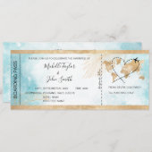 Hochzeit in Urlaubsort Boarding Pass Flugzeug Trop Einladung (Vorne/Hinten)