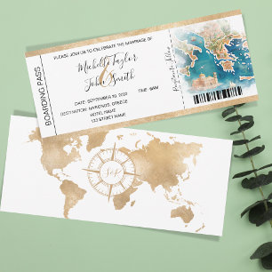Hochzeit in Urlaubsort Boarding Pass Griechenland Einladung