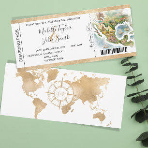 Hochzeit in Urlaubsort Boarding Pass Mexiko Einladung