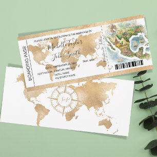 Hochzeit in Urlaubsort Boarding Pass Mexiko Einladung