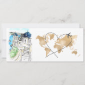 Hochzeit in Urlaubsort Boarding Pass Santorini Gri Einladung (Rückseite)