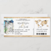 Hochzeit in Urlaubsort Boarding Pass Santorini Gri Einladung (Vorderseite)