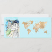 Hochzeit in Urlaubsort Boarding Pass Santorini Gri Einladung (Rückseite)