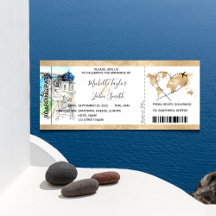 Hochzeit in Urlaubsort Boarding Pass Santorini Gri