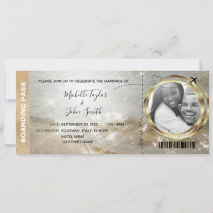 Hochzeit in Urlaubsort Boarding Pass Tropical Beac Einladung