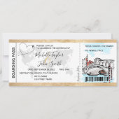 Hochzeit in Urlaubsort Boarding Pass Venedig Itali Einladung (Vorderseite)