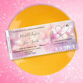 Hochzeit in Urlaubsort Boarding Ticket Gold Plan Einladung