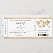 Hochzeit in Urlaubsort Boarding Ticket Gold Plan Einladung (Vorderseite)