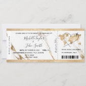 Hochzeit in Urlaubsort Boarding Ticket Gold Plan Einladung (Vorderseite)
