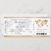 Hochzeit in Urlaubsort Boarding Ticket Gold Plan Einladung (Vorderseite)