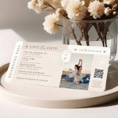 Hochzeit in Urlaubsort Boarding Ticket QR Code Einladung