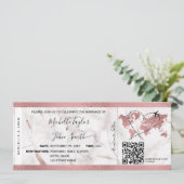 Hochzeit in Urlaubsort Boarding Ticket QR Code Einladung (Stehend Vorderseite)