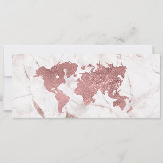 Hochzeit in Urlaubsort Boarding Ticket Rose Gold Einladung (Rückseite)