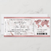 Hochzeit in Urlaubsort Boarding Ticket Rose Gold Einladung (Vorderseite)