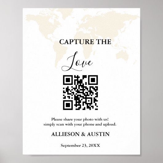 Hochzeit in Urlaubsort Capture Liebe QR Code Hochz Poster (Vorne)