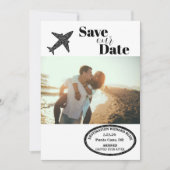 Hochzeit in Urlaubsort der Briefmarke Save the Dat Date (Vorderseite)