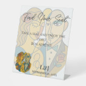 Hochzeit in Urlaubsort der künstlerischen Silhouet Sockelschild (Vorderseite)