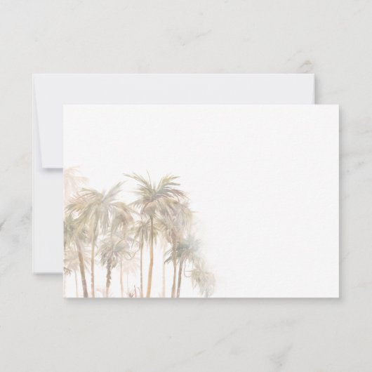 Hochzeit in Urlaubsort der Küstenwasserpalmen Palm RSVP Karte (Rückseite)